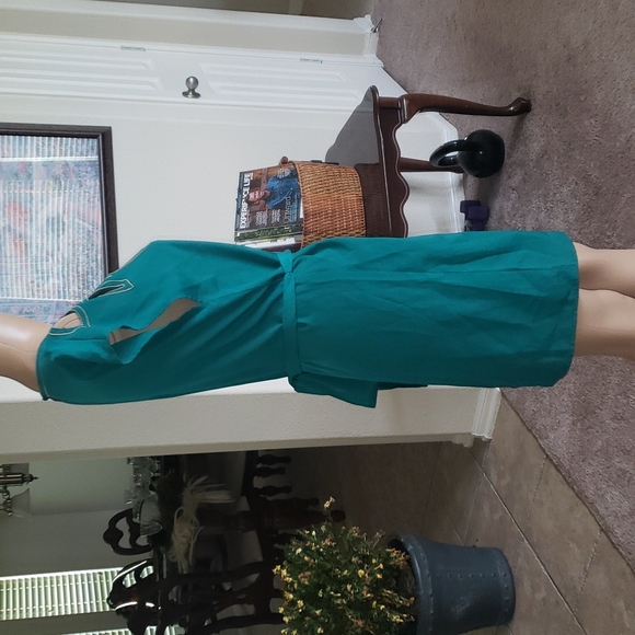 C. Luce s tear drop cutout square neckline slip dress self tie - Picture 3 of 6